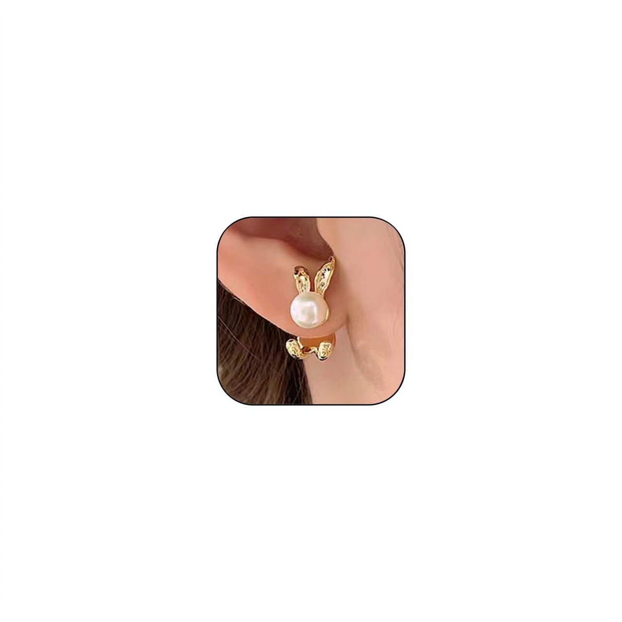 Easter Bunny Earrings for Women Cute Pearl Rabbit Ear Jacket Earrings for Women Party Jewelry (Rabbit Jacket earrings)